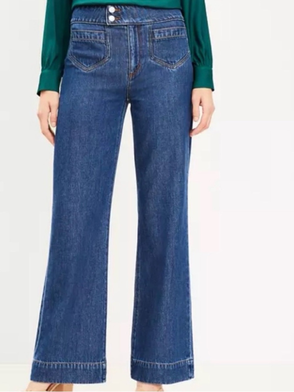 LOFT Dark Blue Denim Wide Leg Jeans